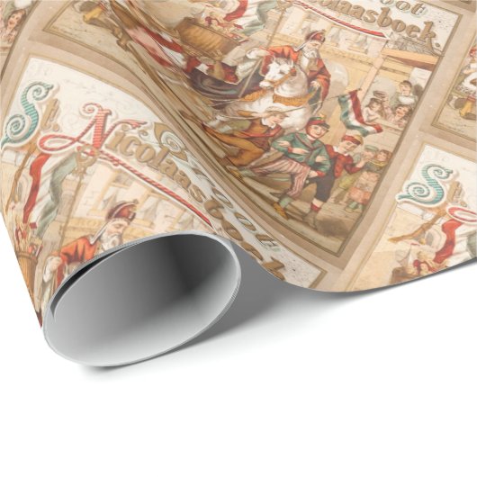 Sint Nick's Day Dutch Sinterklaas op PaardenVintag Cadeaupapier (Rol Hoek)
