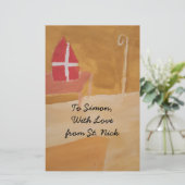 Sint Nick's Day Dutch Sinterklaas Waterverf Miter Briefpapier (Staand voorkant)