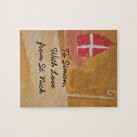 Sint Nick's Day Dutch Sinterklaas Waterverf Miter Legpuzzel (Horizontaal)