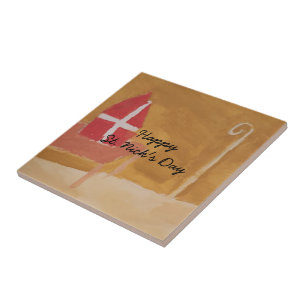 Sint Nick's Day Dutch Sinterklaas Waterverf Miter Tegeltje