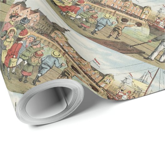 Sint Nick's Day Nederlandse Sinterklaas die Vintag Cadeaupapier (Rol Hoek)