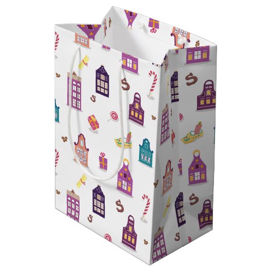 Sint-Nicolaas Dag Sinterklaas Nederlands Vakantie, Medium Cadeauzakje (Achterkant Gekanteld)