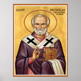 Sint Nicolaas de wonderdoener nieuwe Engelse lette Poster