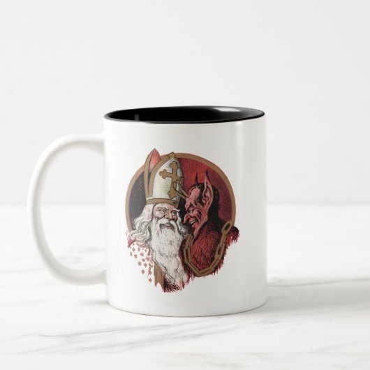 Sint-Nicolaas en Krampus Tweekleurige Koffiemok (Links)