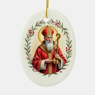 Sint Nicolaas Gods Vrede en Zegen Schriftuur Keramisch Ornament