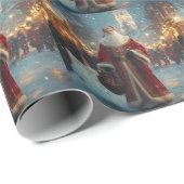 Sint-Nicolaas in een feestelijk besneeuwd dorp Cadeaupapier (Rol Hoek)