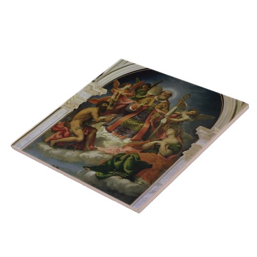 Sint-Nicolaas in Glory met heiligen Tegeltje (Zijkant)