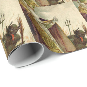 Sint Nicolaas Krampus Hooivork Priester Cadeaupapier