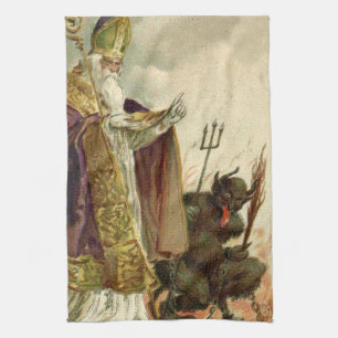 Sint Nicolaas Krampus Hooivork Priester Theedoek