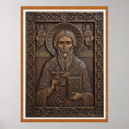 Sint Nicolaas,Maagd nieuwe houten orthodoxe letter Poster