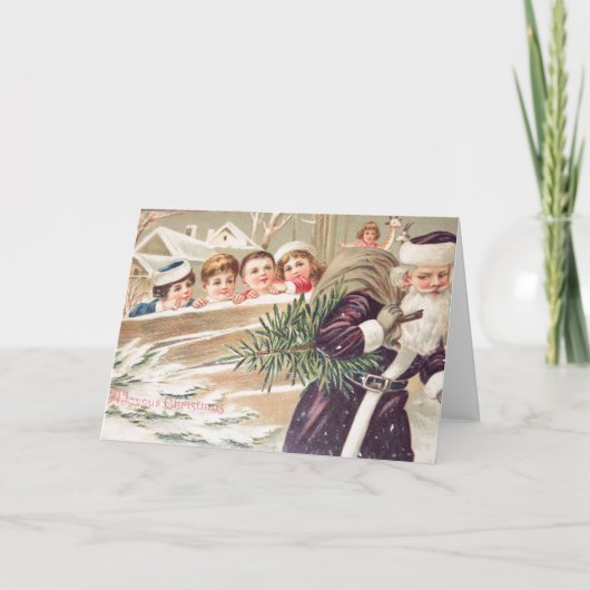 Sint-Nicolaas met bomen en kinderen  Feestdagen Kaart (Voorkant)