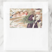 Sint-Nicolaas met bomen en kinderen  Rechthoekige Sticker (Tas)