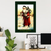 Sint-Nicolaas met  druk op kerstavond Poster (Thuiskantoor)