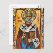 Sint Nicolaas Oosters-orthodox Christelijk icoon Briefkaart (Voorkant / Achterkant)