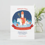 Sint Nicolaas op een Wenskaart Feestdagenkaart (Staand voorkant)