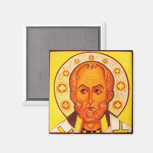 Sint Nicolaas Orthodox Byzantijns Icoon magneet (Voorkant / Achterkant)