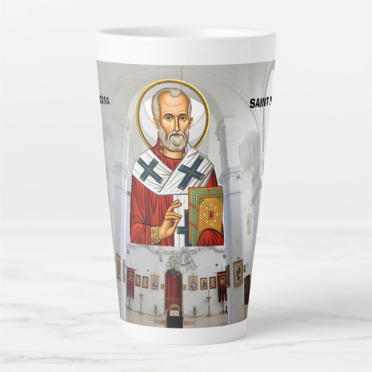 Sint Nicolaas orthodox Servische heiligen icoon Latte Mok (Voorkant)