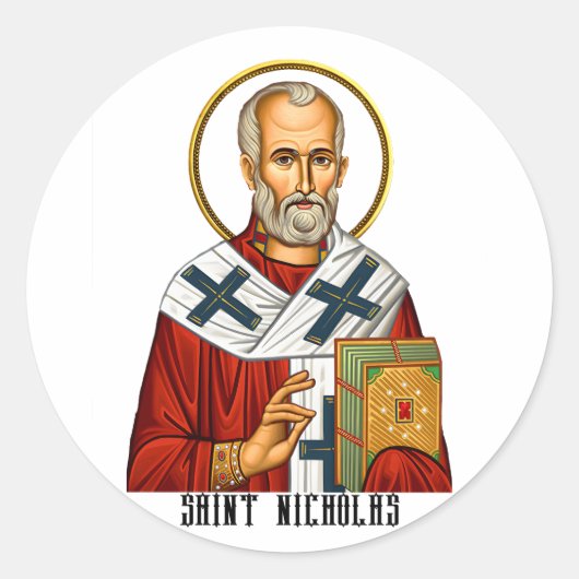 Sint Nicolaas orthodox Servische heiligen icoon Ronde Sticker (Voorkant)