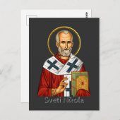 Sint Nicolaas orthodox Servische letter icoon Briefkaart (Voorkant / Achterkant)