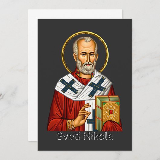 Sint Nicolaas orthodox Servische letter icoon Kaart (Voorkant / Achterkant)