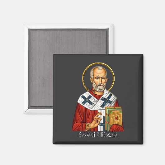 Sint Nicolaas orthodox Servische letter icoon Magneet (Voorkant / Achterkant)