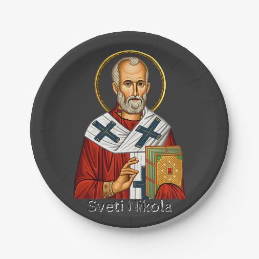 Sint Nicolaas orthodox Servische letter icoon Papieren Bordje (Voorkant)