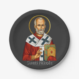 Sint Nicolaas orthodox Servische letter icoon Papieren Bordje