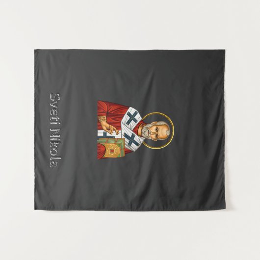 Sint Nicolaas orthodox Servische letter icoon Wandkleed (Voorkant (horizontaal))