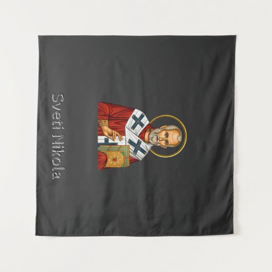 Sint Nicolaas orthodox Servische letter icoon Wandkleed (Voorkant (horizontaal))