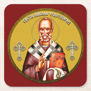 Sint Nicolaas orthodoxe icoon 01 Kartonnen Onderzetters