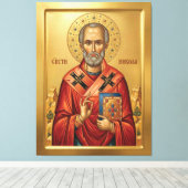 Sint Nicolaas orthodoxe icoon Canvas Afdruk (Insitu (Houten vloer))