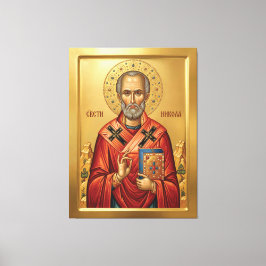 Sint Nicolaas orthodoxe icoon Canvas Afdruk