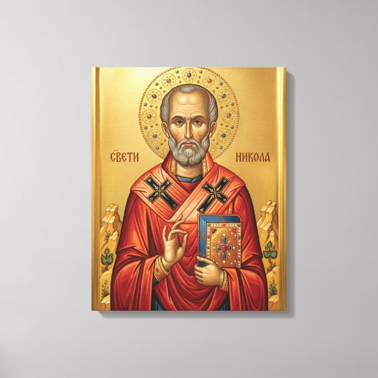 Sint Nicolaas orthodoxe icoon Canvas Afdruk (Voorkant)