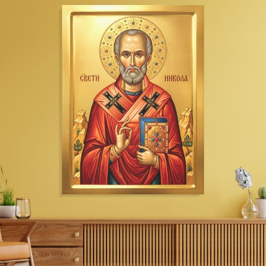 Sint Nicolaas orthodoxe icoon Canvas Afdruk (Insitu (Woonkamer))