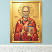 Sint Nicolaas orthodoxe icoon Canvas Afdruk (Insitu (Houten vloer))