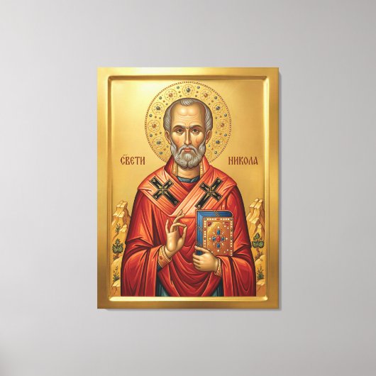 Sint Nicolaas orthodoxe icoon Canvas Afdruk (Voorkant)