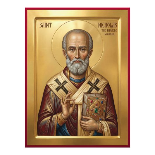 Sint Nicolaas orthodoxe icoon Foto Afdruk (Voorkant)