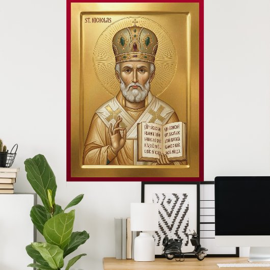 Sint Nicolaas orthodoxe icoon Poster (Thuiskantoor)