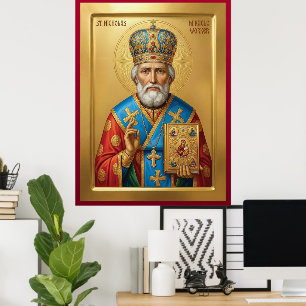 Sint Nicolaas orthodoxe icoon Poster