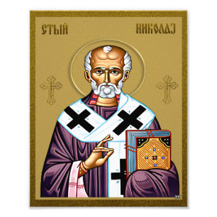 Sint-Nicolaas orthodoxe icoon, Servisch 01 Foto Afdruk