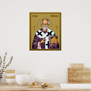 Sint-Nicolaas orthodoxe icoon, Servisch 01 Poster