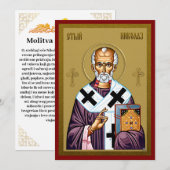 Sint-Nicolaas orthodoxe icoon, Servisch gebed 3 Menu (Voorkant / Achterkant)