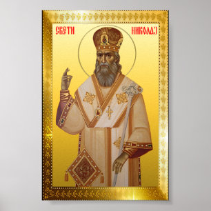 Sint Nicolaas orthodoxe icoon Servisch Poster