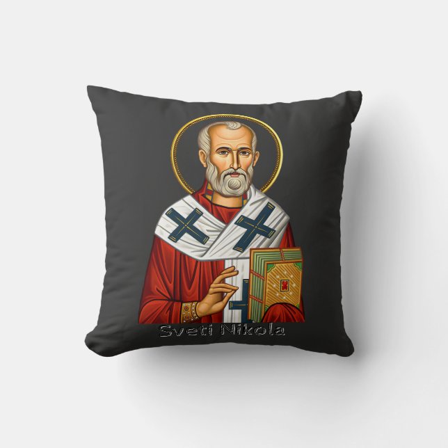 Sint-Nicolaas orthodoxe Servische brief icoon  Kussen (Voorkant)
