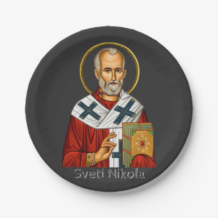 Sint Nicolaas orthodoxe Servische brief icoon  Papieren Bordje