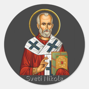 Sint Nicolaas orthodoxe Servische brief icoon Ronde Sticker