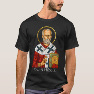 Sint Nicolaas orthodoxe Servische brief icoon T-shirt