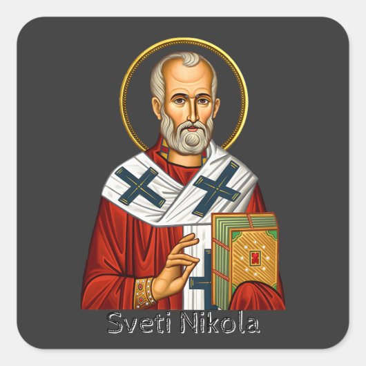 Sint-Nicolaas orthodoxe Servische brief icoon Vierkante Sticker (Voorkant)
