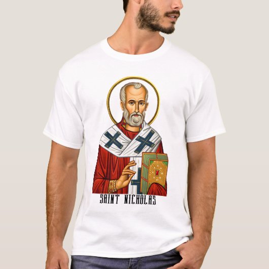Sint Nicolaas orthodoxe Servische heiligen icoon T-shirt (Voorkant)
