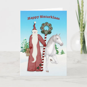 Sint Nicolaas, Paard, Gelukkig Sinterklaas Feestdagen Kaart